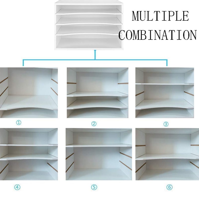 EMERIT 4-Tier Adjustable Paper Organizer, Large Capacity Desktop Organzier for Textbooks/Magazines/Office Files, Wooden Dividers, 7 lbs per Shelf, White - Image 4